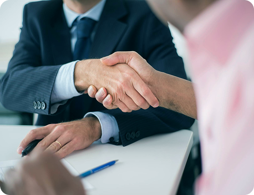 Handshake with investors